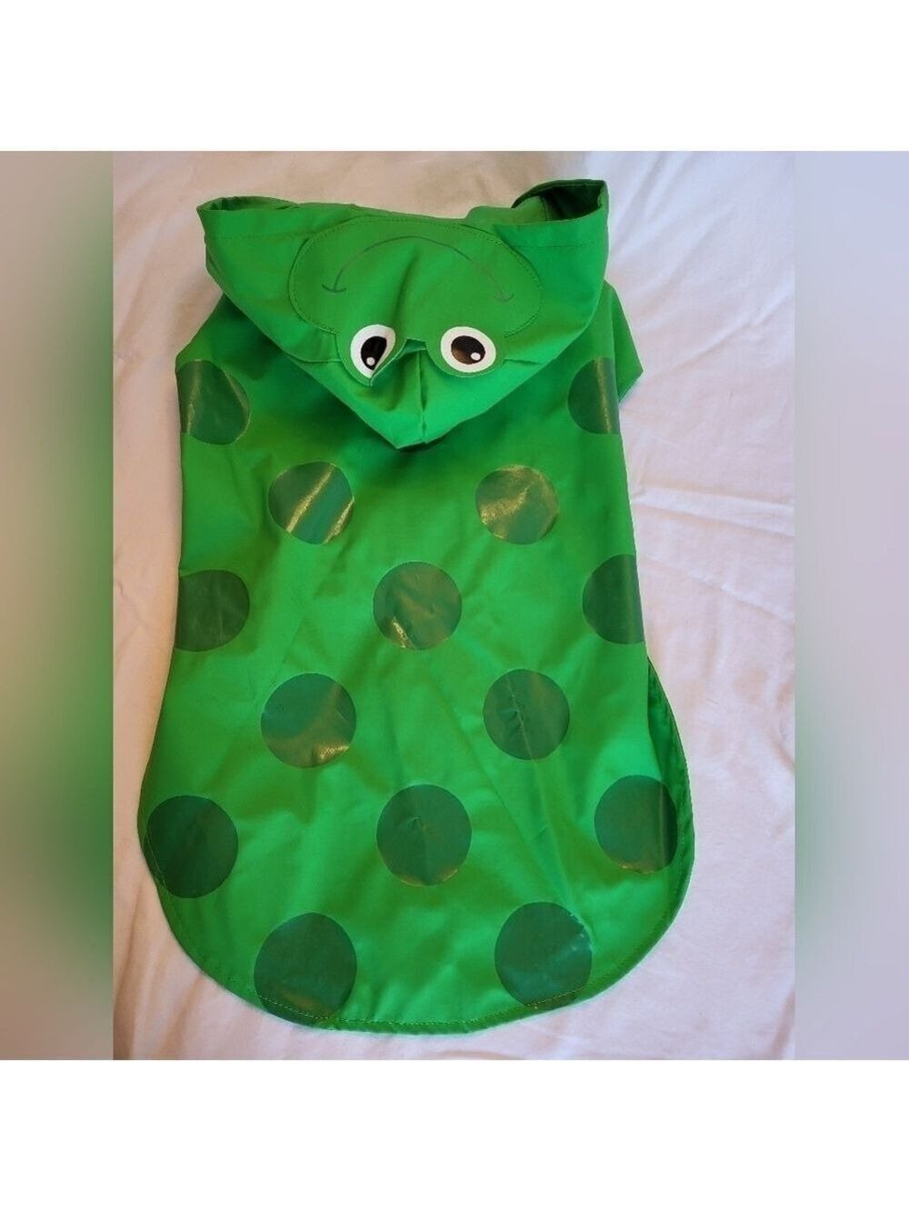 NWOT Silver Paw Frog Face Dog Raincoat with Dots Size XL